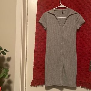 Francesca’s Size S - Alya Button Gray Mini Dress